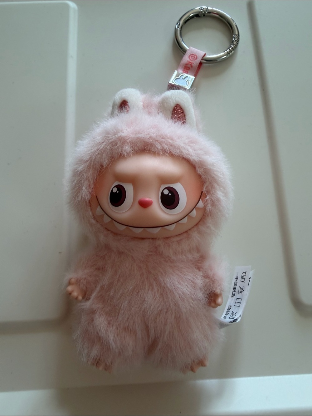 Cute Pink Furry Monster Keychain Plush - Soft Plush Doll Accessory